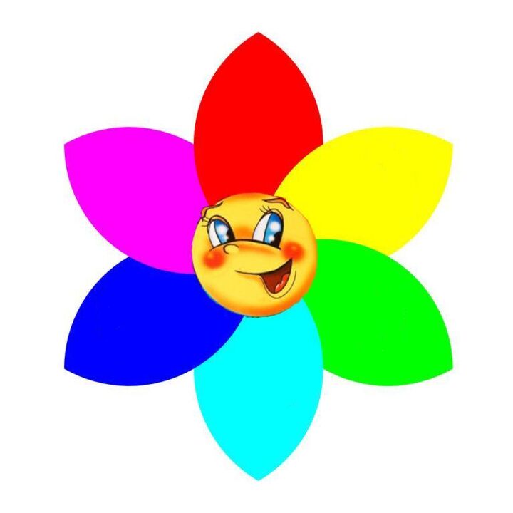 زهرة ورقية ملونة بستة بتلات ، كل منها يرمز إلى monodiet
